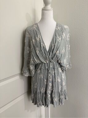 Light Gray Floral Romper